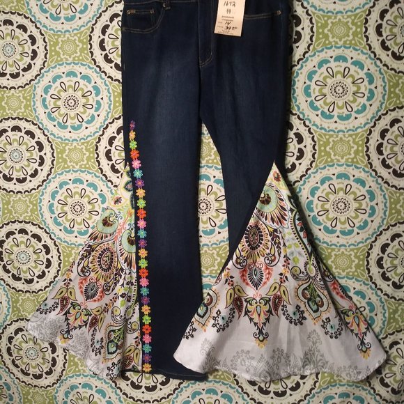 1672 Jeaniemade Size 14 Diane Gilman Bell-Bottoms - Picture 1 of 4